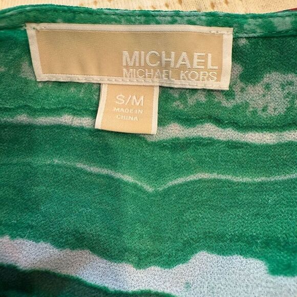 Michael Kors Green and White Flowy Top- Size S/M - Picture 7 of 10